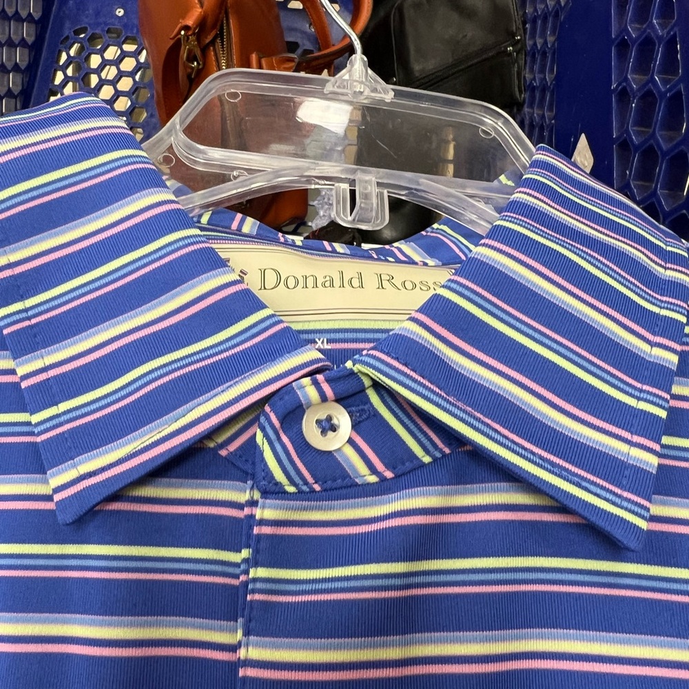 Donald Ross Men's Blue Striped Shirt NWT